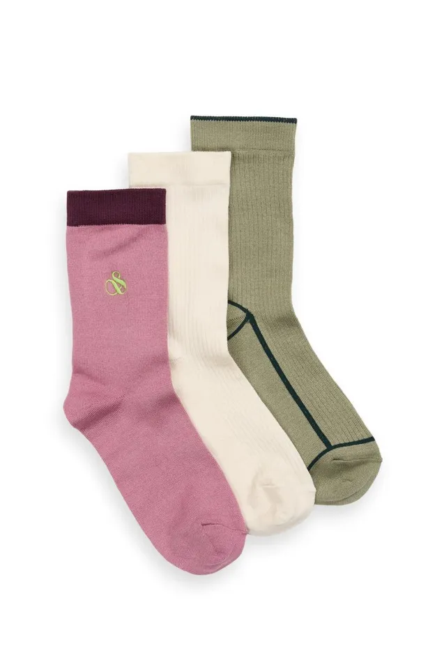 3PK WOMENS NON TERRY CREW Purple Women Scotch and Soda Socks