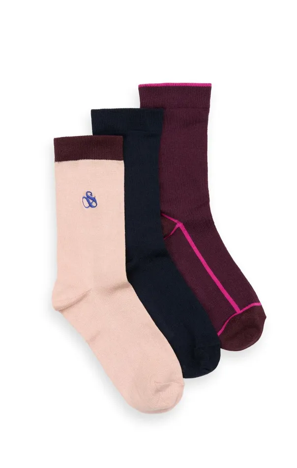 3PK WOMENS NON TERRY CREW Purple Women Scotch and Soda Socks