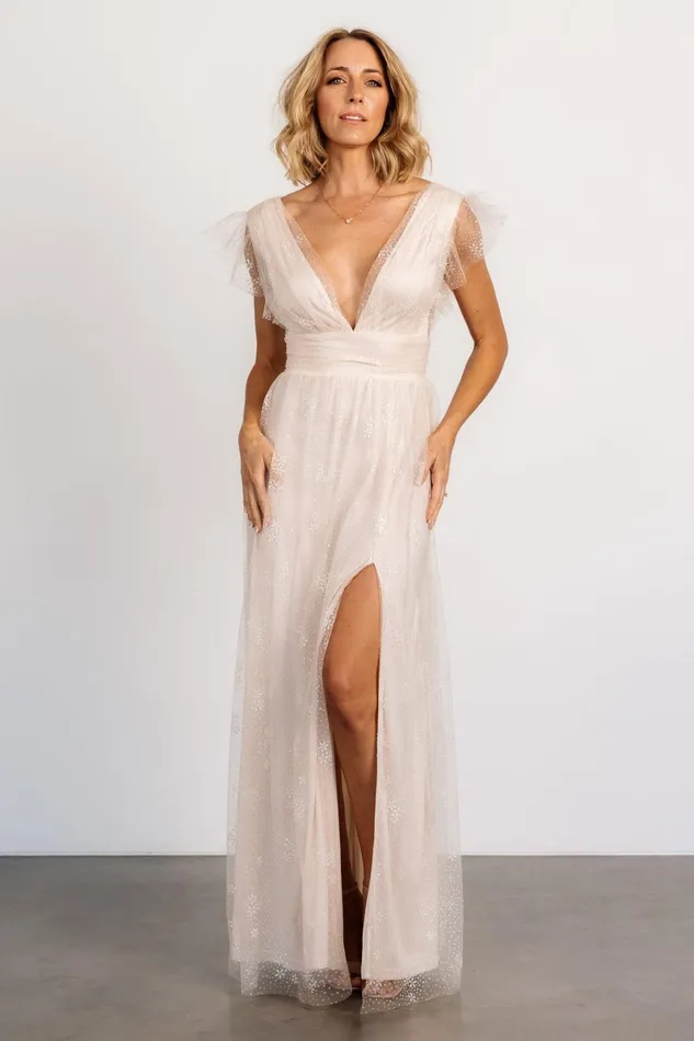 Adalyn Shimmer Maxi Dress Champagne Women Baltic Born Tulle Styles Adalyn Shimmer Maxi Dress Champagne Women Baltic Born Tulle Styles
