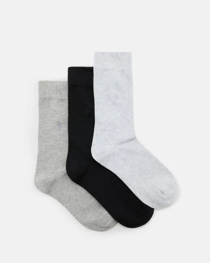 Adan Ramskull Embroidered Socks 3 Pack Lilacash Greyblk Men AllSaints Underwear and Socks Adan Ramskull Embroidered Socks 3 Pack Lilacash Greyblk Men AllSaints Underwear and Socks