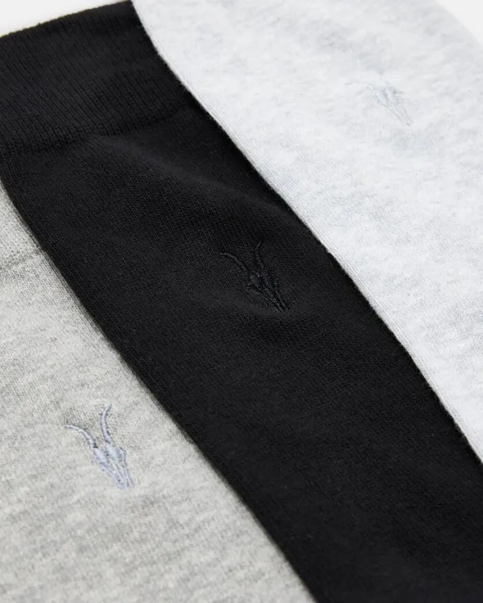 Adan Ramskull Embroidered Socks 3 Pack Lilacash Greyblk Men AllSaints Underwear and Socks Adan Ramskull Embroidered Socks 3 Pack Lilacash Greyblk Men AllSaints Underwear and Socks