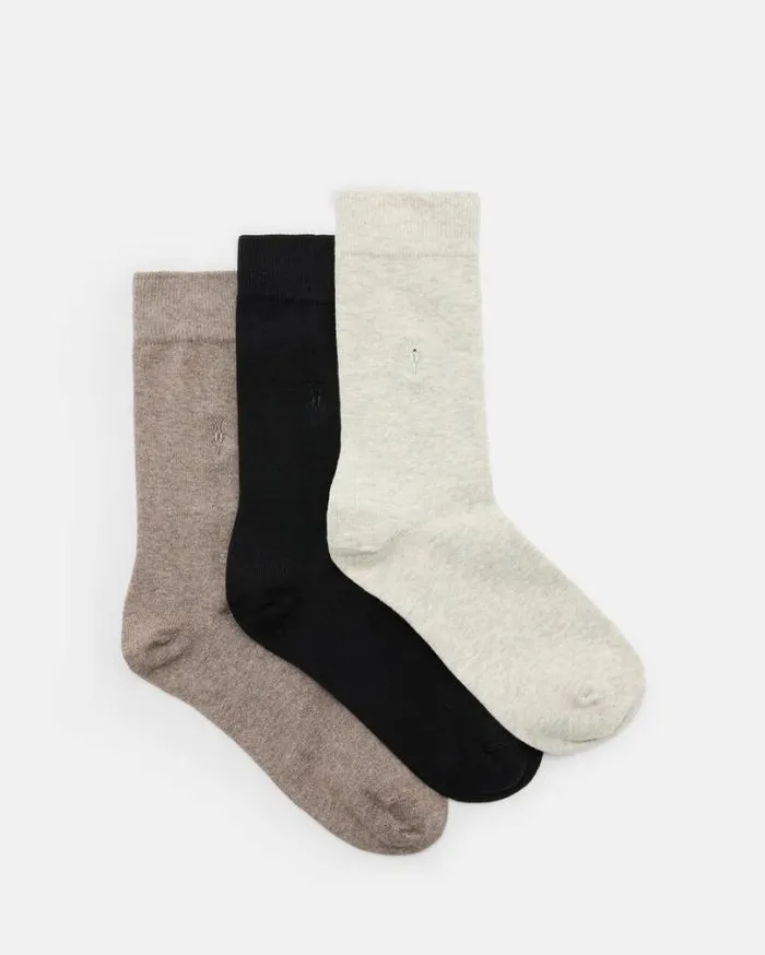Adan Ramskull Embroidered Socks 3 Pack Tinted Grytupblk Men AllSaints Accessories