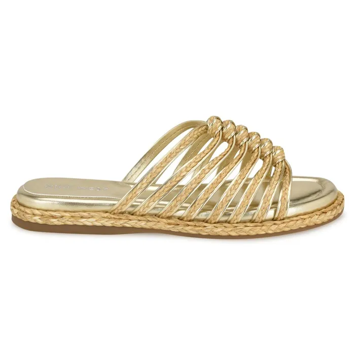 Adila Flat Espadrille Sandals Natural Raffia Women Nine West Casual