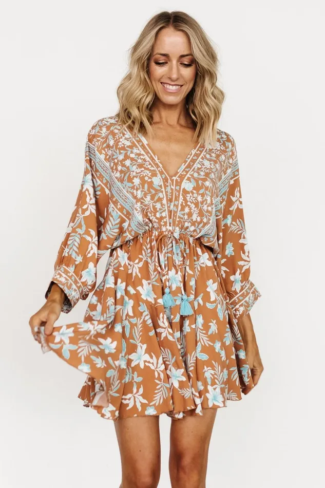 Adria Mini Dress Camel Blue Women Baltic Born Cover Ups Adria Mini Dress Camel Blue Women Baltic Born Cover Ups