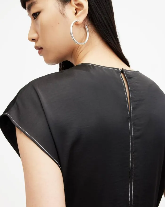 Agnes Panelled Asymmetric Maxi Dress Black Women AllSaints Dresses