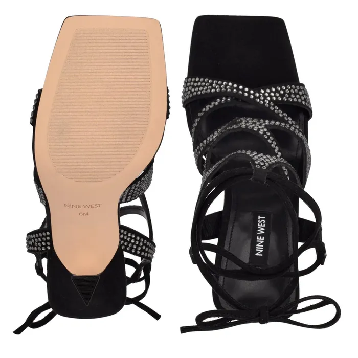 Alanah Ankle Wrap Heeled Sandals Black Women Nine West Heeled Alanah Ankle Wrap Heeled Sandals Black Women Nine West Heeled