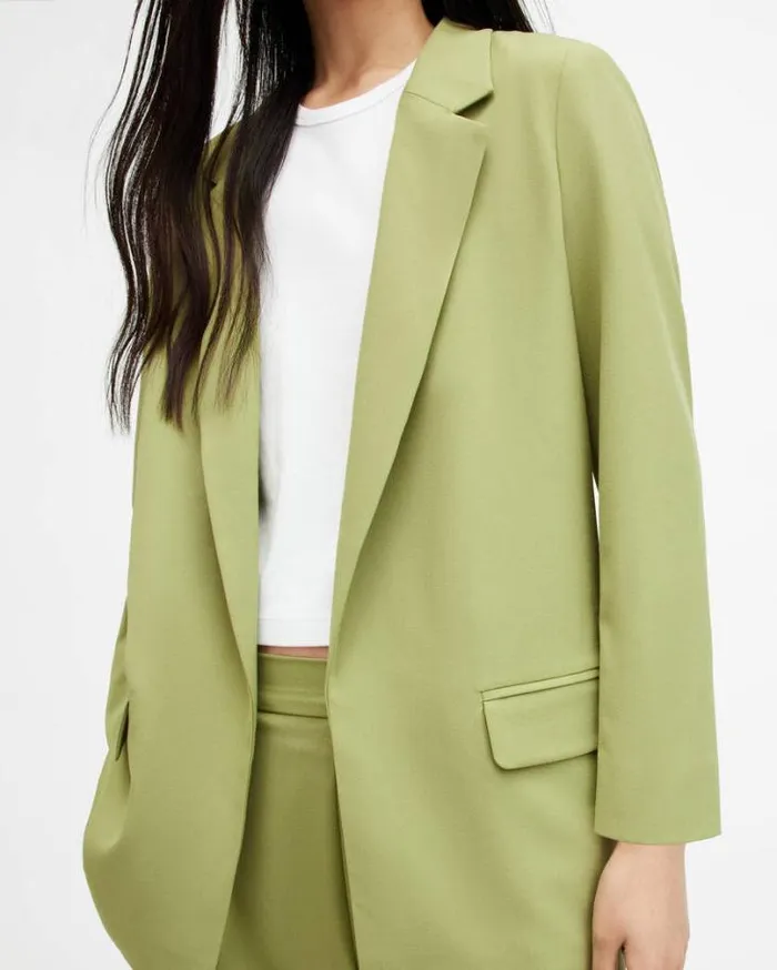Aleida Lightweight Tri Blazer Olive Green Women AllSaints Jackets and Coats