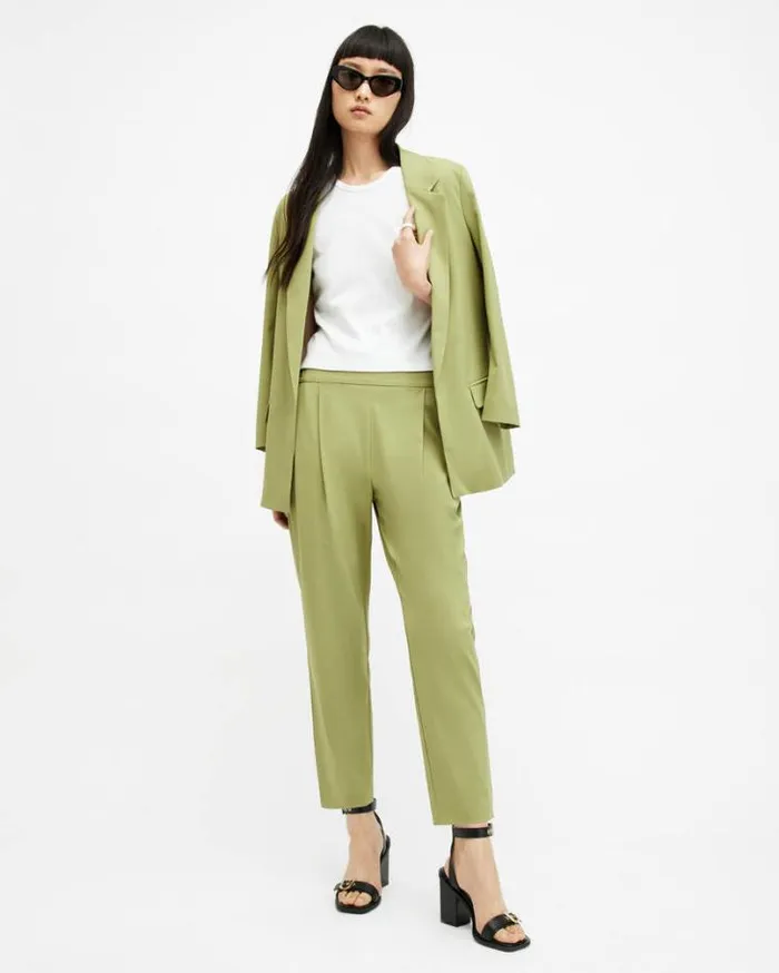 Aleida Lightweight Tri Blazer Olive Green Women AllSaints Jackets and Coats