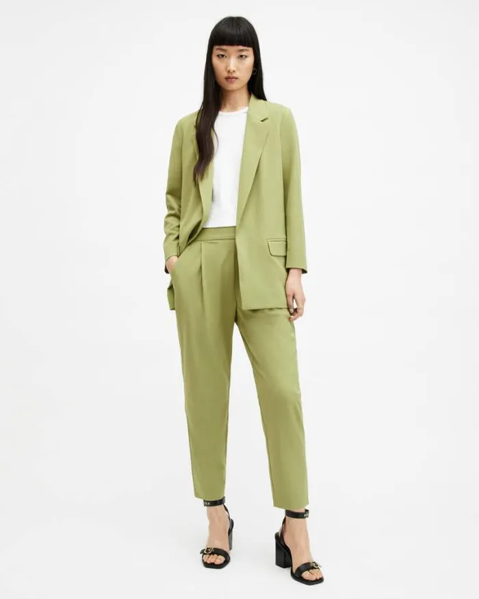 Aleida Lightweight Tri Blazer Olive Green Women AllSaints Jackets and Coats