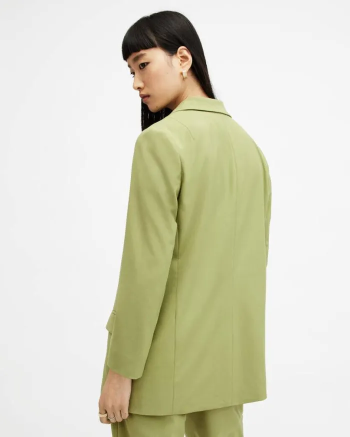 Aleida Lightweight Tri Blazer Olive Green Women AllSaints Jackets and Coats