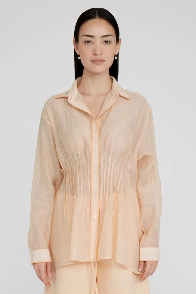 Allison Pintucked Blouse Apricot Ice Women Chan Luu Tops