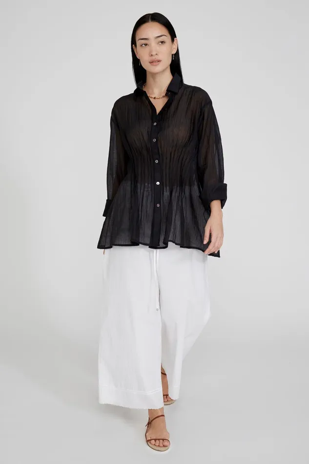 Allison Pintucked Blouse Caviar Women Chan Luu Tops