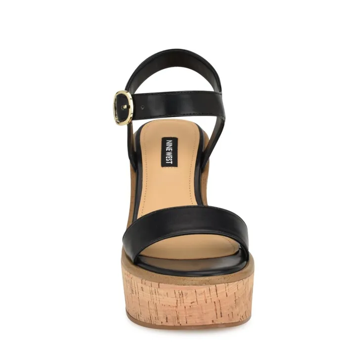 Amye Ankle Strap Wedge Sandals Black Women Nine West High Heels Amye Ankle Strap Wedge Sandals Black Women Nine West High Heels
