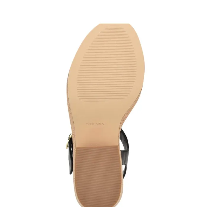 Amye Ankle Strap Wedge Sandals Black Women Nine West High Heels Amye Ankle Strap Wedge Sandals Black Women Nine West High Heels