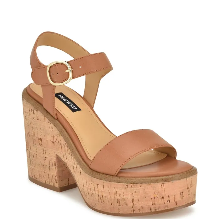 Amye Ankle Strap Wedge Sandals Brown Women Nine West High Heels Amye Ankle Strap Wedge Sandals Brown Women Nine West High Heels