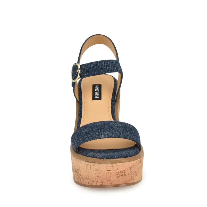 Amye Ankle Strap Wedge Sandals Denim Women Nine West Wedges Amye Ankle Strap Wedge Sandals Denim Women Nine West Wedges