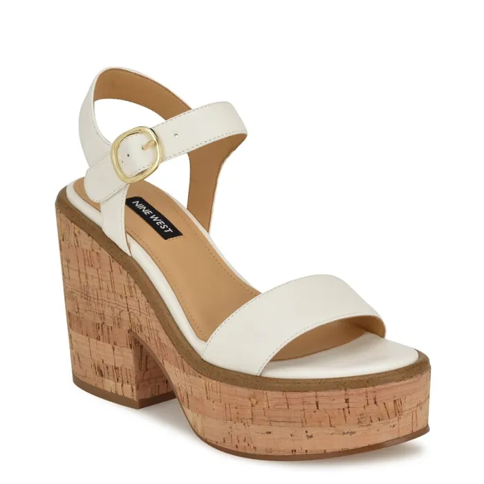 Amye Ankle Strap Wedge Sandals White Women Nine West Wedges Amye Ankle Strap Wedge Sandals White Women Nine West Wedges
