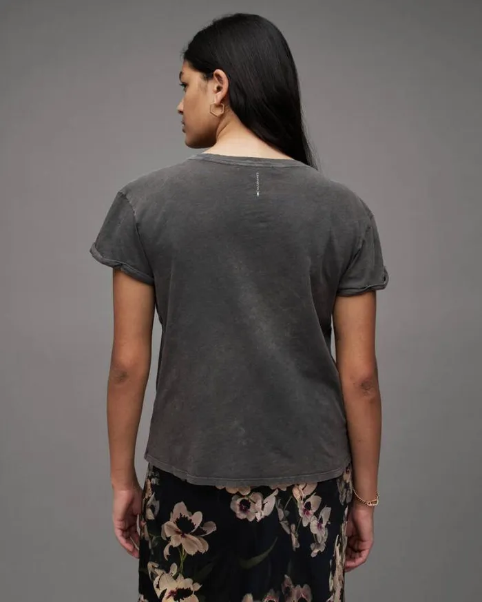 Anna Crew Neck Short Sleeve TShirt Acid Washed Black Women AllSaints Tops and Shirts Anna Crew Neck Short Sleeve TShirt Acid Washed Black Women AllSaints Tops and Shirts