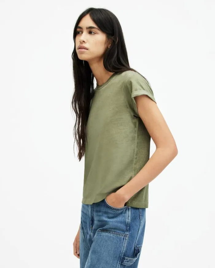 Anna Crew Neck Short Sleeve TShirt Grass Green Women AllSaints TShirts