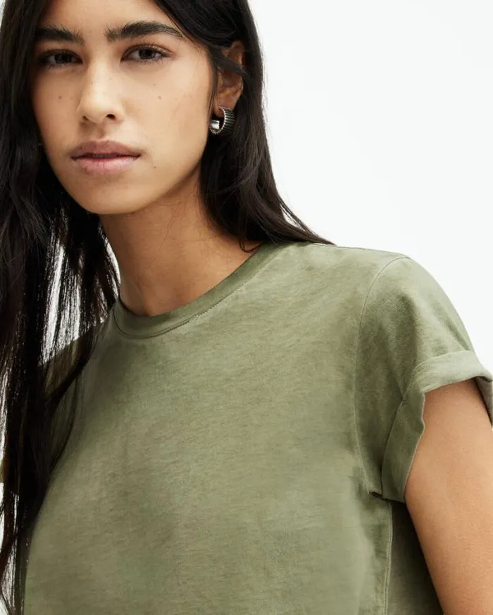 Anna Crew Neck Short Sleeve TShirt Grass Green Women AllSaints TShirts