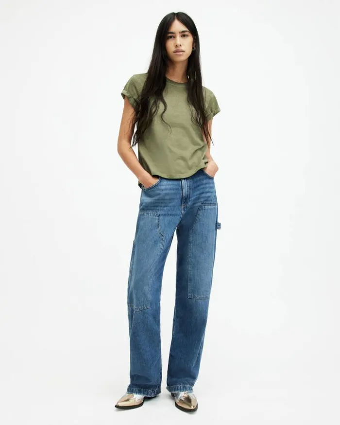 Anna Crew Neck Short Sleeve TShirt Grass Green Women AllSaints TShirts