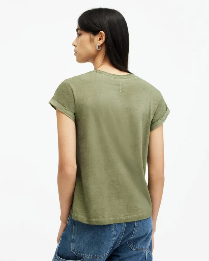 Anna Crew Neck Short Sleeve TShirt Grass Green Women AllSaints TShirts
