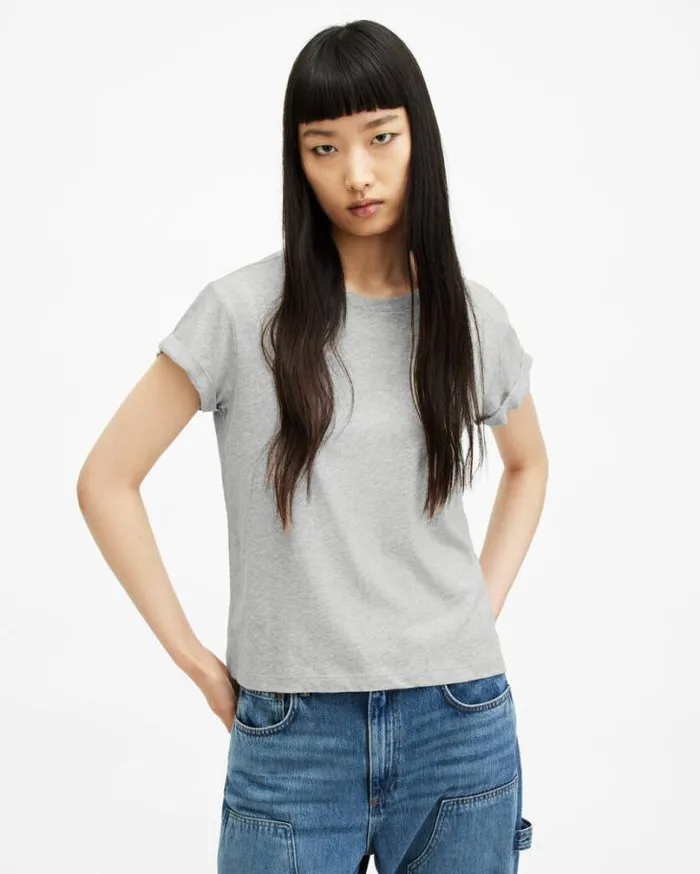 Anna Crew Neck Short Sleeve TShirt Grey Marl Women AllSaints TShirts