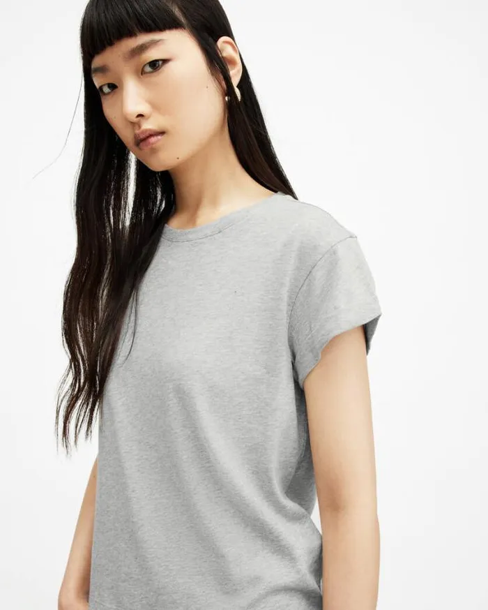 Anna Crew Neck Short Sleeve TShirt Grey Marl Women AllSaints TShirts