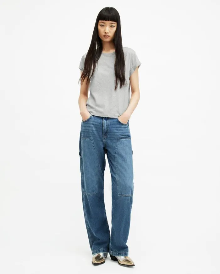 Anna Crew Neck Short Sleeve TShirt Grey Marl Women AllSaints TShirts