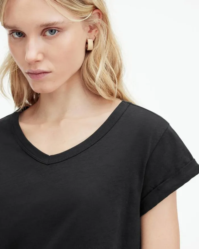 Anna VNeck Short Sleeve TShirt Black Women AllSaints Tops and Shirts