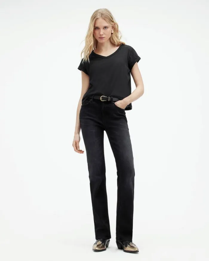 Anna VNeck Short Sleeve TShirt Black Women AllSaints Tops and Shirts