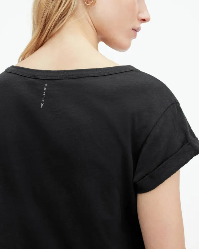 Anna VNeck Short Sleeve TShirt Black Women AllSaints Tops and Shirts