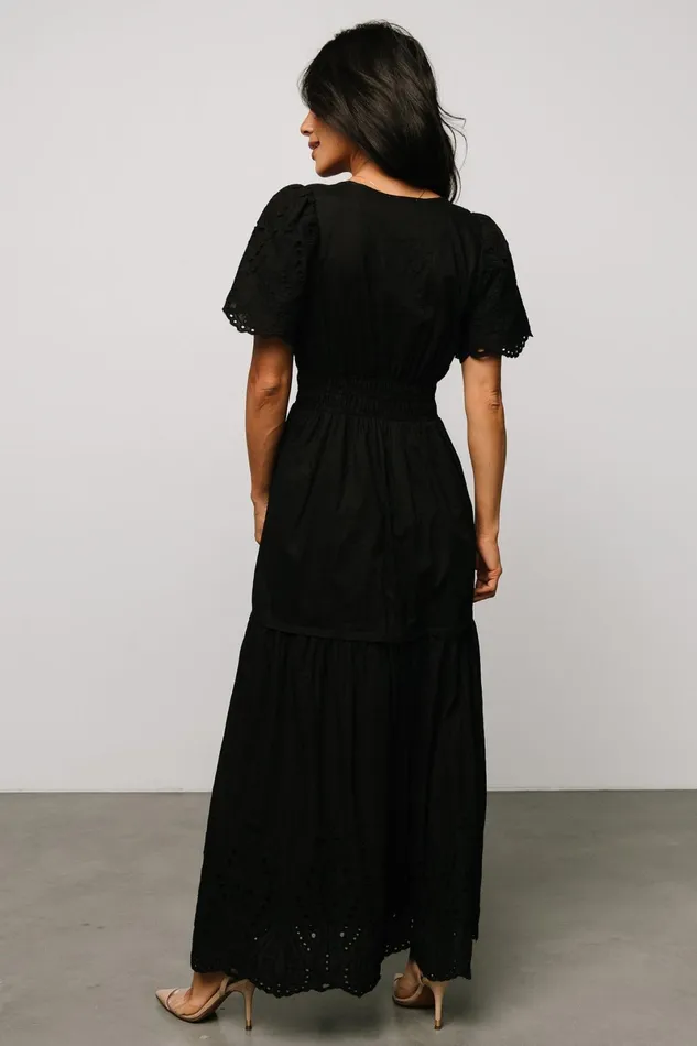 Annette Eyelet Maxi Dress Black Women Baltic Born Bump Friendly Annette Eyelet Maxi Dress Black Women Baltic Born Bump Friendly