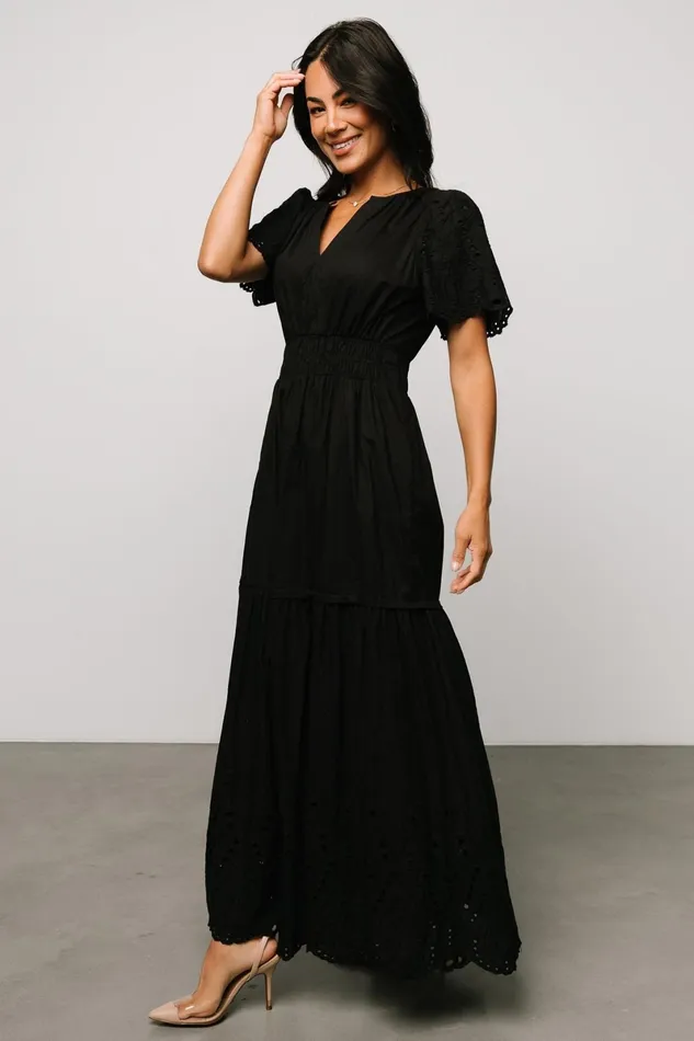 Annette Eyelet Maxi Dress Black Women Baltic Born Maxi Dresses Annette Eyelet Maxi Dress Black Women Baltic Born Maxi Dresses