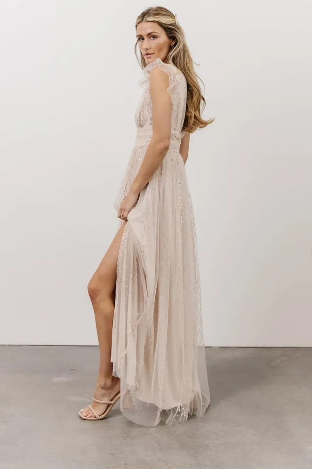 Annika Sequin Mesh Maxi Dress Nude Blush Women Baltic Born Embellished Sequin Annika Sequin Mesh Maxi Dress Nude Blush Women Baltic Born Embellished Sequin