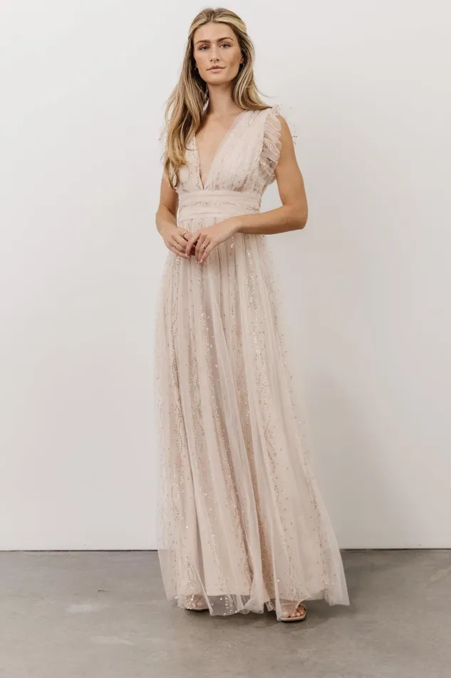 Annika Sequin Mesh Maxi Dress Nude Blush Women Baltic Born Embellished Sequin Annika Sequin Mesh Maxi Dress Nude Blush Women Baltic Born Embellished Sequin