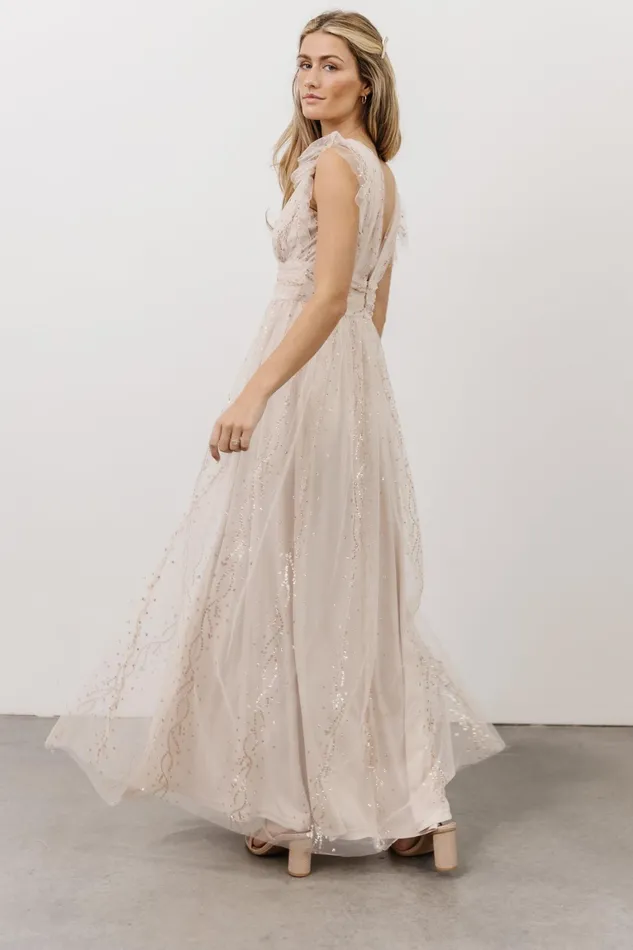 Annika Sequin Mesh Maxi Dress Nude Blush Women Baltic Born Embellished Sequin Annika Sequin Mesh Maxi Dress Nude Blush Women Baltic Born Embellished Sequin