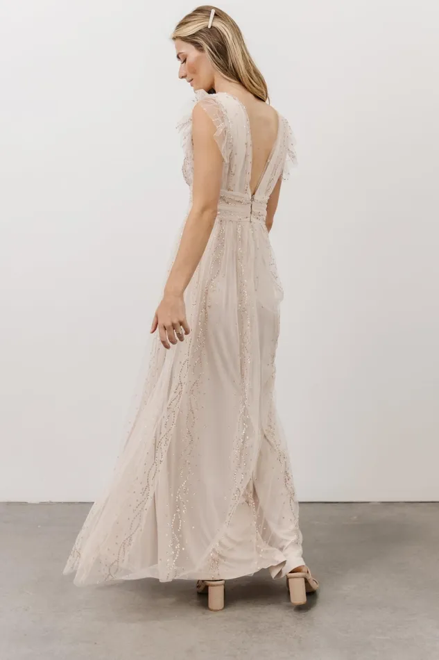 Annika Sequin Mesh Maxi Dress Nude Blush Women Baltic Born Embellished Sequin Annika Sequin Mesh Maxi Dress Nude Blush Women Baltic Born Embellished Sequin
