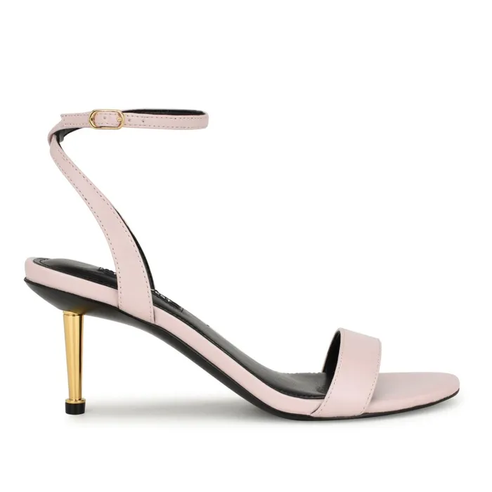 Anny Ankle Strap Heeled Sandals Baby Pink Women Nine West Mid Heels