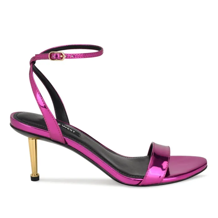 Anny Ankle Strap Heeled Sandals Medium Pink Women Nine West Mid Heels