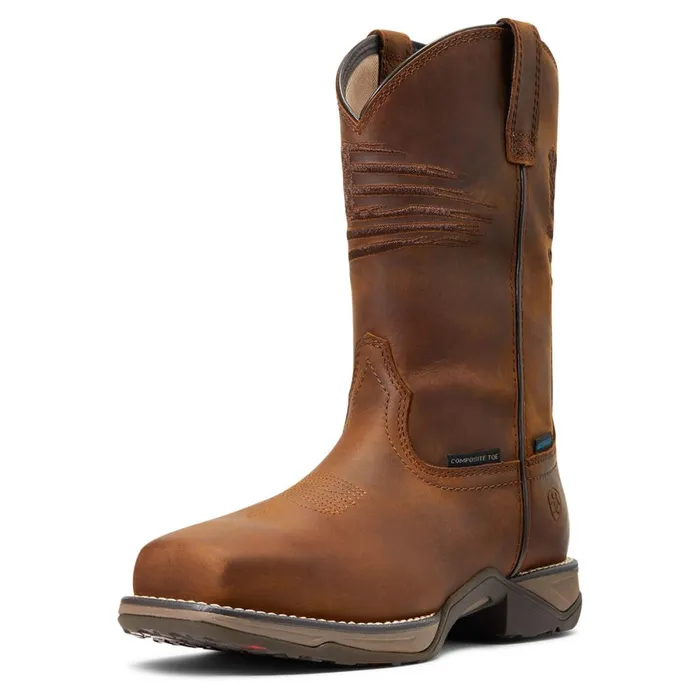 Anthem Patriot Waterproof Composite Toe Work Boot Distressed Brown Women Ariat Work Boots and Shoes