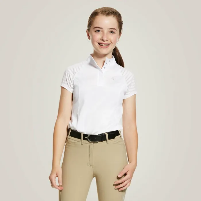Aptos Vent Show Shirt White Kids Ariat English Riding Clothing