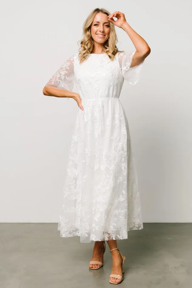 Arabella Embroidered Tulle Maxi Dress White Women Baltic Born Embellished Sequin