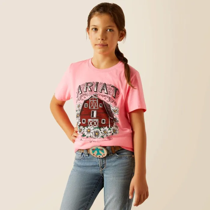 Ariat Floral Farm TShirt Pink Ice Kids Ariat TShirts and Polos