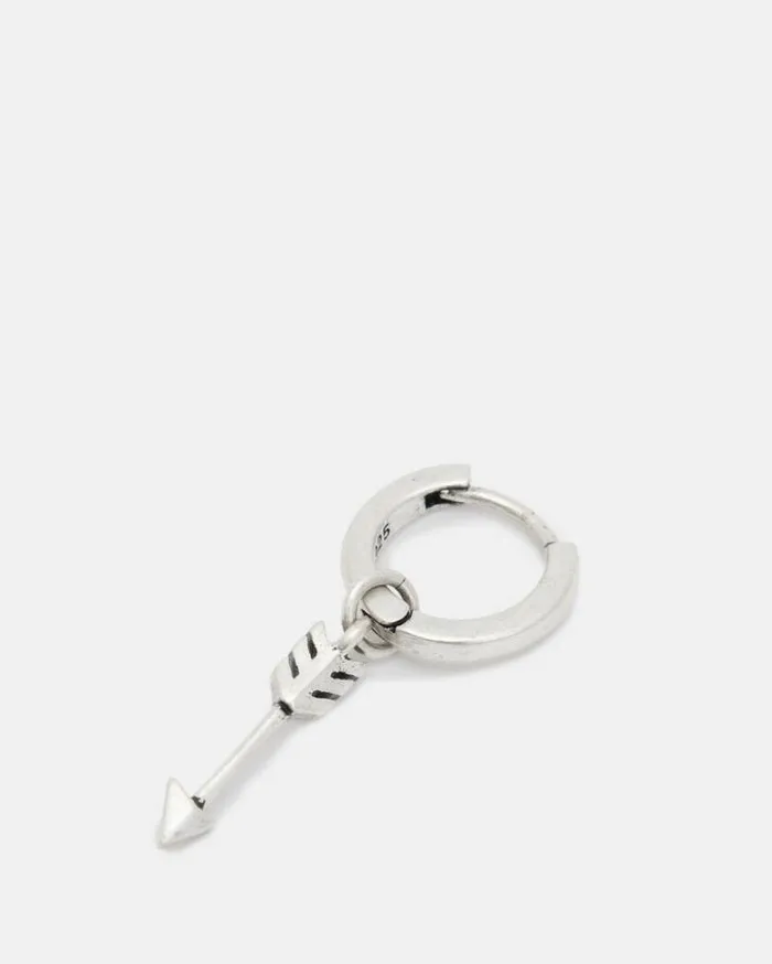 Arrow Sterling Silver Hoop Earring Warm Silver Men AllSaints Jewelry