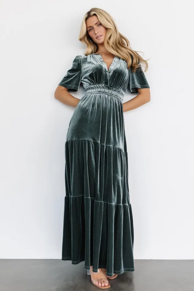 Artemis Velvet Maxi Dress Eucalyptus Women Baltic Born Maxi Dresses Artemis Velvet Maxi Dress Eucalyptus Women Baltic Born Maxi Dresses