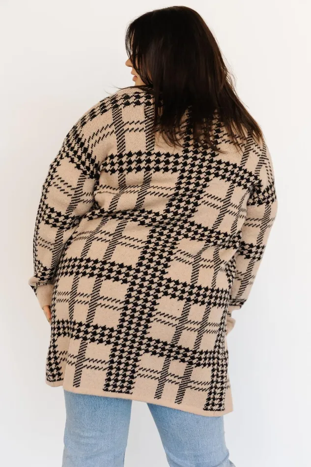 Arvo Houndstooth Long Cardigan Taupe Black Women Baltic Born Cardigans Arvo Houndstooth Long Cardigan Taupe Black Women Baltic Born Cardigans