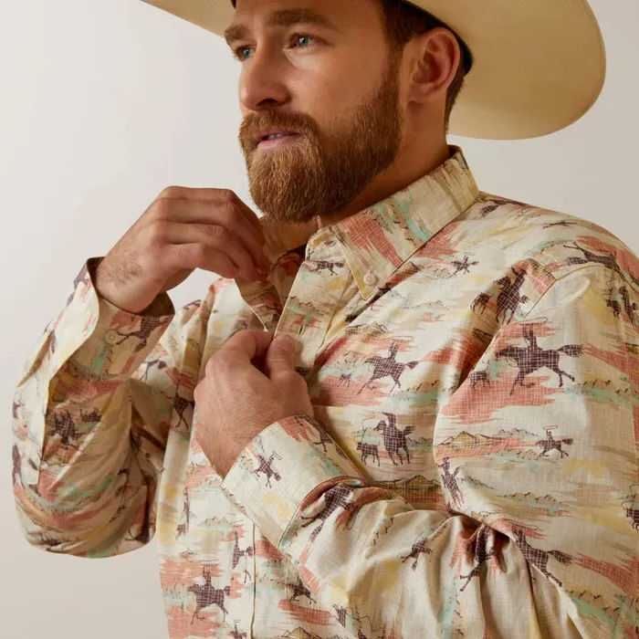 August Classic Fit Shirt Yellow Men Ariat Button Down Shirts