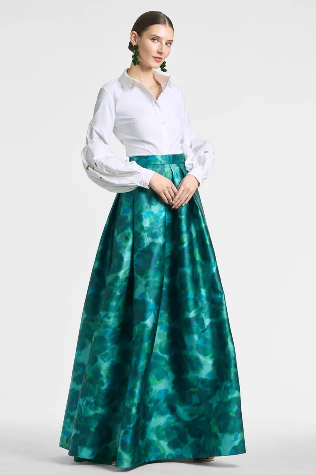 Ava Skirt 8211 Emerald Watercolor Floral Women Sachin and Babi Matching Sets