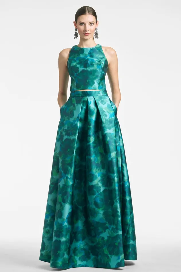Ava Skirt 8211 Emerald Watercolor Floral Women Sachin and Babi Matching Sets